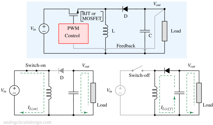 buck-boost inverting regulator topology with working